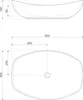 Technical drawing with dimensions of a washbasin. Produktbild-Vorschau