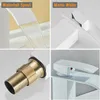 A collage of four images showing different aspects of a white faucet. Náhľad obrázku produktu