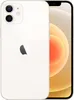 A white iPhone 12 is shown from the back, with the screen visible in the background. Produktbild-Vorschau