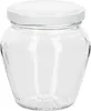 A clear glass jar with a white lid, isolated on a white background. Produktbild-Vorschau