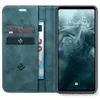 A flip-case phone cover with cards and a banknote inserted, showing a smartphone screen. Produktbild-Vorschau