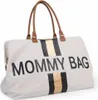 Mommy Bag Gross Canvas Offwhite Stripes Black/Gold Produktbild-Vorschau 1