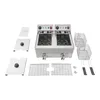 A commercial electric deep fryer with two baskets and accessories, laid out on a white background. Voir les images du produit