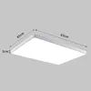 A rectangular LED ceiling light with dimensions indicated by measurement lines and text. Produktbild-Vorschau