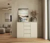 A modern living room with a beige sideboard, artwork, and decorative items. Podgląd zdjęcia produktu