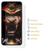 A smartphone screen protector with a graphic design is shown next to a list of its features. Produktbild-Vorschau