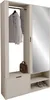 A hallway wardrobe set with a mirror, coat rack, and shoe storage. Produktbild-Vorschau