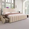 Modernes Polsterbett , Beige Leinen mit USB Typ-C Produktbild-Vorschau 10