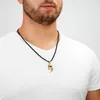 SERASAR | Pánsky Kožený Náhrdelník [Flame] z Stainless Náhľad obrázku produktu 3