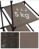 Close-up view of a fabric storage shelf unit, with a detail of the material texture shown below. Text indicates a 5kg weight capacity. Náhled obrázku produktu