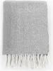 vidaXL Überwurf Baumwolle Fischgrätenmuster 220x250 cm Grau Produktbild-Vorschau 1