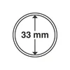 A diagram showing the diameter of a coin capsule. Produktbild-Vorschau