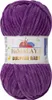 A ball of purple yarn with a label. Produktbild-Vorschau