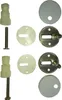 A collection of toilet seat hinges and mounting hardware, laid out on a white background. Podgląd zdjęcia produktu