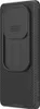 A black phone case with a textured pattern and a sliding camera cover. Náhled obrázku produktu