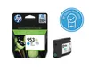 A product shot of an HP ink cartridge and its packaging, along with a quality assurance badge. Podgląd zdjęcia produktu
