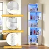 Regál s LED osvetlením, rohový stojací regál, biela farba, Náhľad obrázku produktu 4