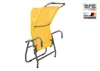 A yellow MFG-Gartenliege "Pool 3" chair is shown from the back, folded. Produktbild-Vorschau