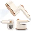 A collage of a portable steam iron in different orientations, showing its features and design. Produktbild-Vorschau