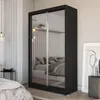 A bedroom scene with a black wardrobe with mirrored doors. Produktbild-Vorschau