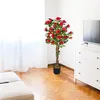 Rosaio Rosa Pianta Artificiale con Fiorituri Rosso 120cm Anteprima dell’immagine prodotto 2