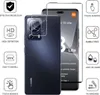 A marketing image showing a smartphone screen protector and camera lens protector for a Xiaomi 13 Lite 5G, with feature callouts. Produktbild-Vorschau