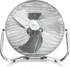A studio shot of a silver floor fan against a white background. Podgląd zdjęcia produktu