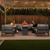 Modulares Gartenlounge-Set Groß Grau 8-Sitzer U-Form Sofa Produktbild-Vorschau 7
