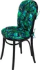 A chair cushion with a tropical leaf pattern. Produktbild-Vorschau