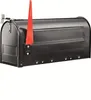 A black mailbox with a red flag is shown against a white background. Produktbild-Vorschau