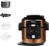 A multi-cooker and its accessories are displayed against a white background. Produktbild-Vorschau