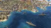 A strategic view of a city and naval fleet on a coastline. Podgląd zdjęcia produktu