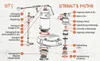 Diagram showing parts of a coffee machine gasket set. Produktbild-Vorschau