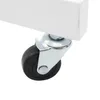 A close-up of a black caster wheel attached to a white metal frame. Náhled obrázku produktu
