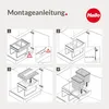 Diagrams showing the steps for assembling a Hailo waste bin system inside a cabinet. Produktbild-Vorschau