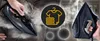 Collage of a person ironing clothes with a steam iron, and a close-up of the iron itself, with a graphic icon representing clothing and laundry. Anteprima dell’immagine prodotto