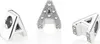 Three views of a silver letter 'A' charm, likely for a bracelet. Podgląd zdjęcia produktu