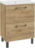 A freestanding bathroom vanity with a sink and two drawers, shown against a white background. Voir les images du produit