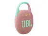 A pink JBL Clip 5 Bluetooth speaker with a mint green handle, shown against a white background. Produktbild-Vorschau