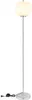 A floor lamp with a silver pole and a white, oval-shaped shade. Produktbild-Vorschau