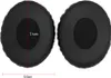 Two black ear pads for headphones are shown on a white background, with dimensions indicated. Podgląd zdjęcia produktu