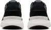 A rear view of two black Clarks sneakers with white soles, presented on a white background. Podgląd zdjęcia produktu