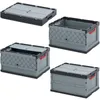 A collage of four folding storage boxes with lids, shown in different states of assembly and orientation. Produktbild-Vorschau