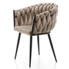 A single chair with a braided backrest and velvet upholstery is shown against a white background. Náhľad obrázku produktu