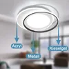 A modern LED ceiling light with labels pointing to its materials. Náhľad obrázku produktu