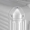 A close-up view of the metallic corner of a travel suitcase. Produktbild-Vorschau