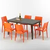 Polyrattan Tisch Rechteckig mit 6 Bunten Stühlen 150x90 Produktbild-Vorschau 1