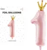 Folienballon Ziffer 1 mit Krone 30x92cm rosa Produktbild-Vorschau 9
