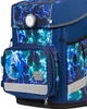 A close-up view of a blue school backpack with a lightning bolt pattern. Náhľad obrázku produktu