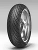 A motorcycle tire mounted on a silver rim, shown in a studio setting against a gradient background. Náhled obrázku produktu